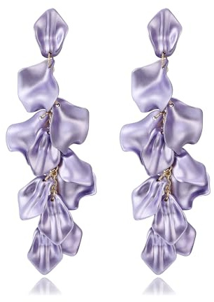 EVER FAITH Petal Long Rose Flower Earrings for Women Girls | Bohemian, Drop Dangle, Statement