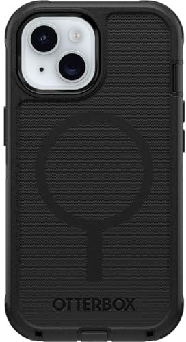 OtterBox Defender MagSafe Case for iPhone 16e, iPhone 15, iPhone 14, iPhone 13 – 7X Military-Grade Drop Protection, Rugged Grip Texture, Strap Anchors, Port Covers – Non-Retail Packaging – Black