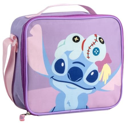 CARTOON Borsa frigo Stitch e Scrump Disney borsa termica con tracolla regolabile 22 cm porta pranzo merenda per bambini