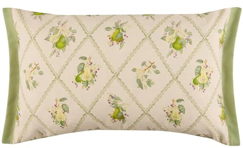Voyage Maison Pear Trellis Outdoor Cushion – Water-Resistant UV-Protected Fruit Watercolour with Gingham Reverse (Green - 40x60cm)