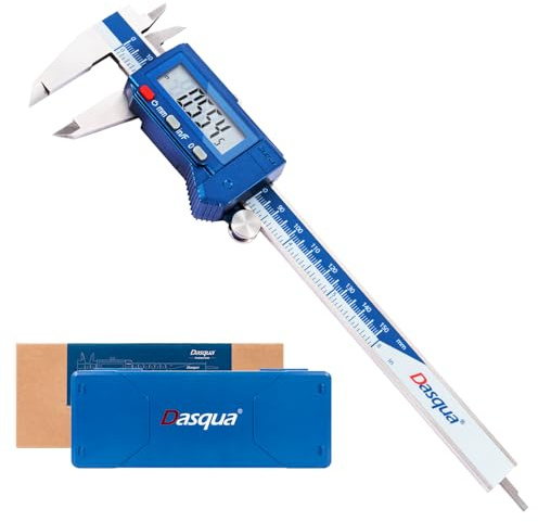 Dasqua - Calibrador digital IP54 de 15,2 cm, herramienta de medición de precisión de acero inoxidable resistente al agua con gran pantalla LCD, interruptor de pulgada/métrico/fracción, resolución