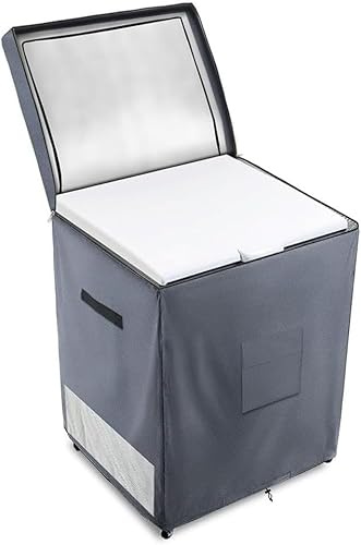StarRing Funda Oxford 210D para refrigerador, para exteriores, con cordón elástico en el dobladillo y hebillas ajustables para proteger congeladores verticales/refrigeradores de bebidas (gris, 55,88 x