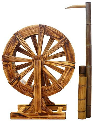 Holz Wasserrad Wasserspiel Springbrunnen Garten-Deko, Handgemacht teich deko gartenteich Wheels Wasserlandschaft für Hof,Wohnzimmer,Aquarium,Externe Szene(60cm/23.6in)