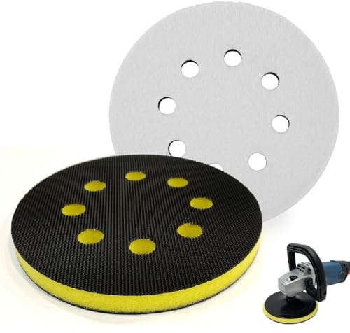 2PCS 125mm Sanding Interface Pad, 5 Inch 8 Hole Soft Sponge Foam Sanding Pads, Hook & Loop Sponge Sanding Discs Cushion Pad, Shock-Absorbing Soft Foam Buffer Backing Pad for Orbital Sander Attachment
