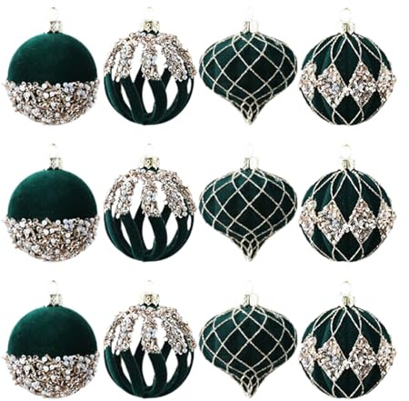 Mppchhn Weihnachtskugeln,12 Stück Moderne Kunst Strass | Niedliche Baumkugeln Weihnachtsdekoration - für Zuhause Wohnzimmer Wand Fenster Tisch Vitrine Innen Außen Laden Feiertag Hochzeit Party