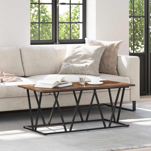Ordellia Couchtisch Geräucherte Eiche, 100x50x40 cm, Moderner Wohnzimmertisch aus Holzwerkstoff, Robuster Beistelltisch für Drinks, Magazine, Deko, Einfache Montage, Rechteckig