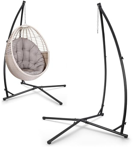 Jaxguom Hängesessel Gestell bis 150kg, Stabiler Hängestuhl Gestell 210cm hoch, 120x120cm Basis für hohe Standfestigkeit, Hängemattengestell für Wohnzimmer & Garten, Bodenschonend, Schwarz