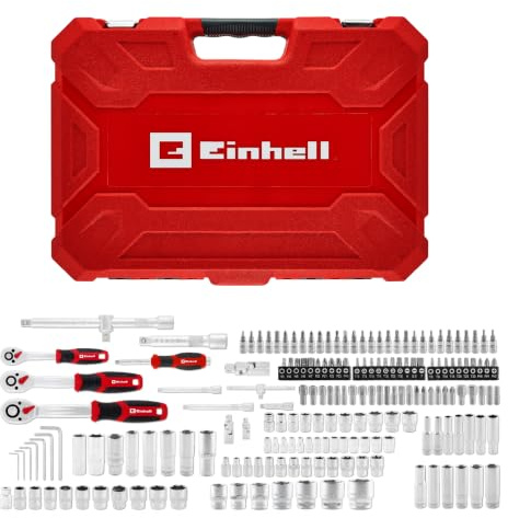 Einhell 181-tlg. Stecknuss- und Ratschen-Set | Steckschlüssel-Satz | Umschaltknarren | Bit-Sortiment | Schraubendrehergriff | Stiftschlüssel | inkl. Koffer