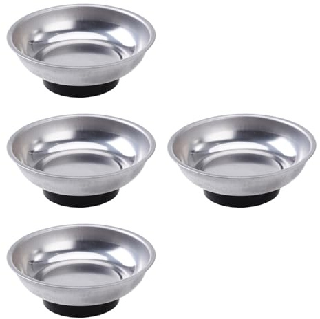 IDEANATEGRATE 4pièces Bol Magnétique Inox Lot de Coupelle Magnétique pour Visserie Plateau Porte-outils Compact et Résistant pour Atelier et Bricolage