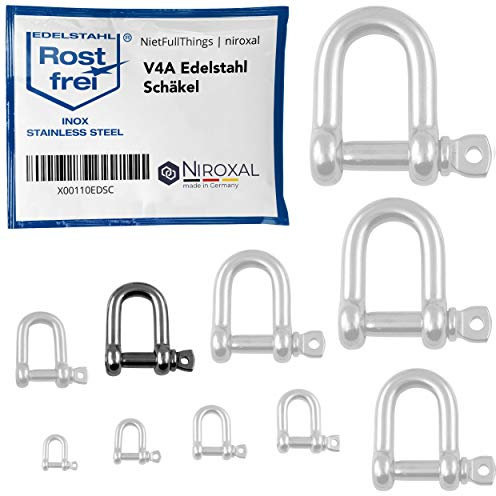 NietFullThings 2 Pieces 10-mm Acciaio Inossidabile grillo Rotondo da V4A Forma Corta Dritta e Robusta carico di Rottura 4.500 kg Grilli 10x36-mm