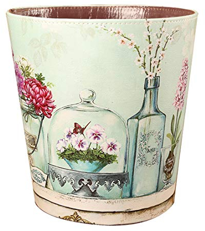 GODNECE Corbeille à papier vintage étanche 10 l en cuir - Petite poubelle pour chambre à coucher, bureau, hôtels