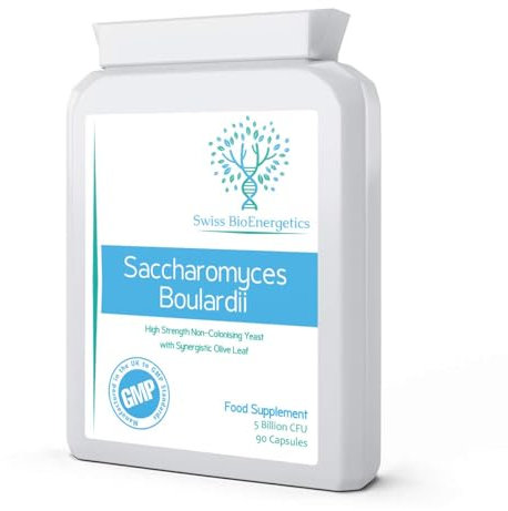 Saccharomyces Boulardii 5 miliardi di cfu 90 capsule - lievito non colonizzante ad alta resistenza con foglia di oliva sinergica, biotina e vitamina D3