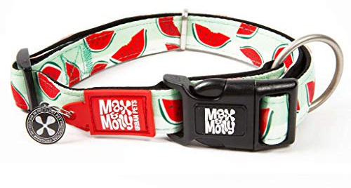 Max & Molly Watermelon Smart Id Collar |Comfortable | Odor Free Neoprene |Smart Id Tag | Lost Pet Protection Program | Extraordinary Dog Collar, L