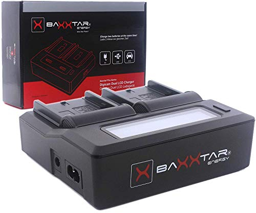Baxxtar Dual LCD USB Chargeur (1500mAh) pour BP-U30 BP-U35 BP-U60 BP-U65 BP-U70 BP-U90 BP-U95 BP-U100 Batterie Compatible avec Sony PMW EX1 EX1r EX3 F3 F3K F3L 100 150 160 200