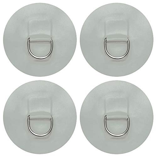 AUXPhome 4 X Stainless Steel D-Ring Pad/Patch for PVC Inflatable Boat Raft Dinghy Kayak - No Glue - Light Grey