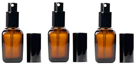 ericotry 3PCS 30ml Empty Refillable Square Amber Glass Spray Bottles for Cosmetic Perfume Storage with Fine Mist Sprayers and Anti-Dust Cap for Aromatherapy Essential oil