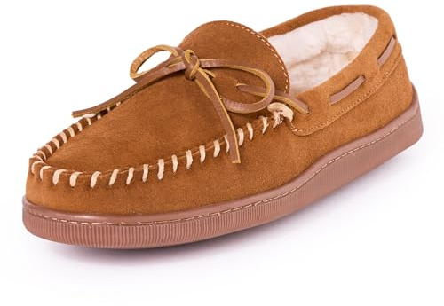 Minnetonka Men's Pile Lined Hardsole Slippers Brown 10.5 M