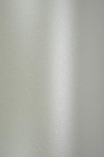 Netuno 50x Perlmutt-Silber Glanz-Papier DIN A5 210 x 148 mm 120g Majestic Moonlight Silver Bastelpapier Silber bedruckbar Feinpapier schimmernd metallic Perlmuttglanz zum Basteln silver paper