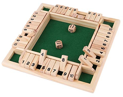 Deluxe Four Sided 10 Numbers Shut The Box Brettspielset Würfel Party Club Trinkspiele Für Erwachsene Familien