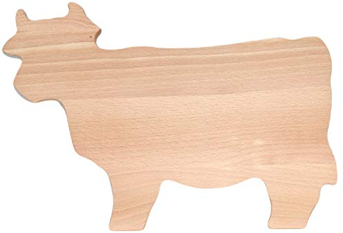 Servierbrett aus Holz, Motiv Kuh - Holzteller, Frühstücksbrett, Käsebrett - ideal auch zum Selbstgestalten, 28x20cm