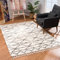 Teppich Wohnzimmer Hochflor - Creme Grau - 140x200cm - Deko Schlafzimmer - Soft Shaggy mit Fransen - Rauten Muster - Oeko Tex 100 Standard - Allergiker geeignet