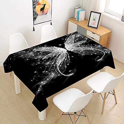Chickw1 Rechteckig Luxus Tischdecke Abwaschbar Wasserdicht aus Polyester Lotuseffekt Pflegeleicht Goldener Schmetterling Bedruckte Tischtuch für Home Küche Garten (Diamantweiß,100x140cm)