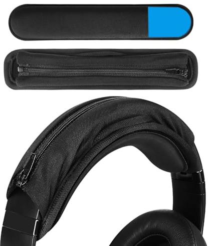 Geekria Medium Cooling-Gel Hook and Loop Headband Cover + Pad Set Protector No Tool Needed Compatible with HyperX, Turtle Beach, Razer, SteelSeries, Logitech, Corsair Headphones