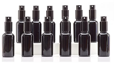 YIZHAO Schwarz Sprühflasche Glas 30ml, Sprühflasche Klein Glas mit [Zerstäuber], für Ätherisches Öle,Kosmetik, Apotheker, Reinigung,Aromatherapie, Massage, Haare – 18Pcs