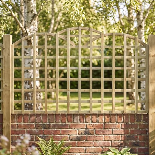 Fence Trellis Topper, 6ft x 3ft Standard Triple Dome Wooden Garden Panel | 1ft 2ft 3ft 4ft 5ft Pressure Treated Decorative Arched Privacy & Garden Divider, Easy-Install, for Patios, Decking & Pergolas