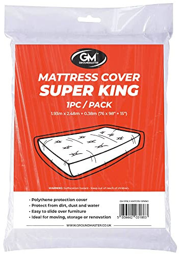 Polythene Plastic Mattress Cover | Heavy Duty Dust Sheet Removal Bag for Storage Moving Painting Decorating (Super King Mattress Cover)