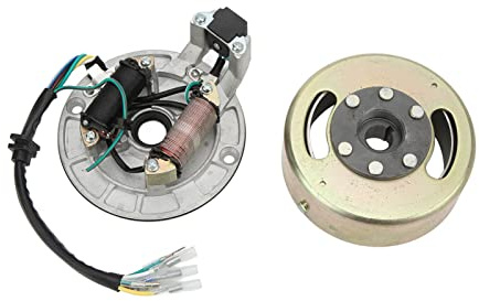Akozon Magneto Stator Flywheel Rotor Kit Cobre Aluminio Start Motor Magneto Estator Plate Magneto Flywheel para Start Motor Pit Pro Pit Bike