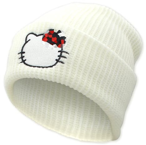 Ohjijinn Anime Beanie Niedliche Kawaii Beanie Strickmütze, Lustige Beanie Mütze Winter Skifahren Slouchy Warm Cap für Frauen Mädchen, Weiss/opulenter Garten, Einheitsgröße