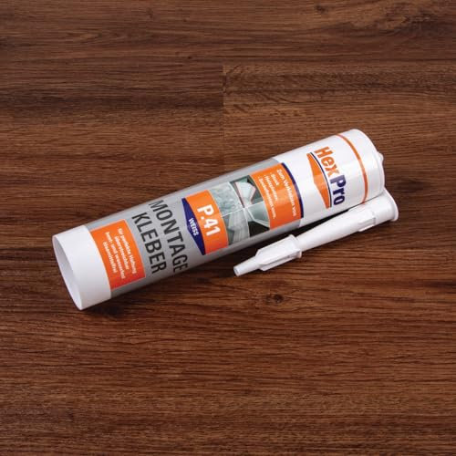 HexPro P41 Montagekleber stark, Innen & Außen geruchsneutral Alleskleber Wasserdispersionsbasis Klebstoff (12 Kartuschen P41) Klebstoff XPS direkte Haftung Universalkleber