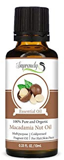Macadamia Nut Essential Oil| 100% Pure Organic Unrefined Cold Press Natural Oil for Face, Hair and Skin Glass Bottle (10ML)