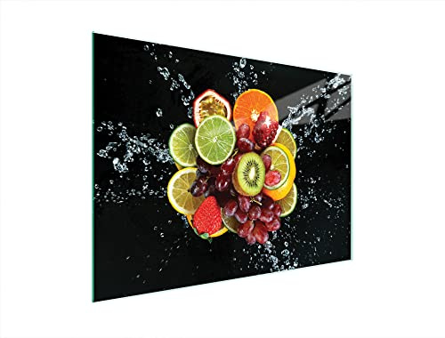 DarHaus Couvercle pour plaque de cuisson universelle en céramique, à induction, Planche à découper en verre 40 x 30 cm, protection anti-éclaboussures, plaque en verre, cuisine, Fruit Coloré