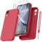 Qasyfanc HandyHülle für iPhone XR Hülle Silikon case mit 2 Stück Schutzfolie, Ultra Microfiber TPU Flüssig silikon mit Kameraschutz Kratzfeste Rundumschutz Schutzhülle 6.1'' - Weißdorn Rot