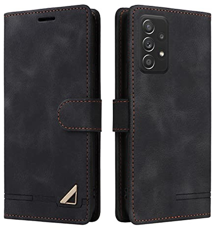 OKZone Kompatibel mit Samsung Galaxy A72 Hülle, Halterung Standfunktion Kartenfach Wallet Schutzhülle 360 Grad Stoßfest Premium Leder Schutzhülle Handyhülle für Samsung Galaxy A72 (Schwarz)