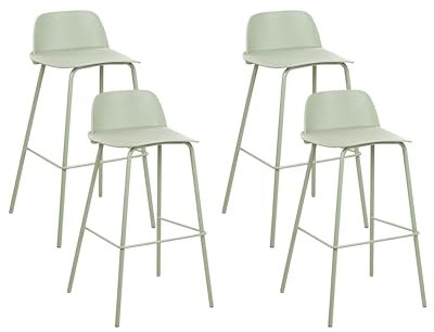 Beliani Barhocker 4er Set grün/hellgrün aus Kunststoff/Metall für Esszimmer Küche Mora