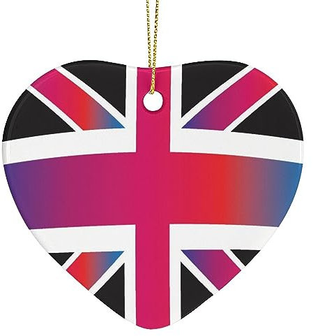 Union Jack England Flags Christmas Decorations Heart Shaped Xmas Hanging Ornament for Christmas Tree Party