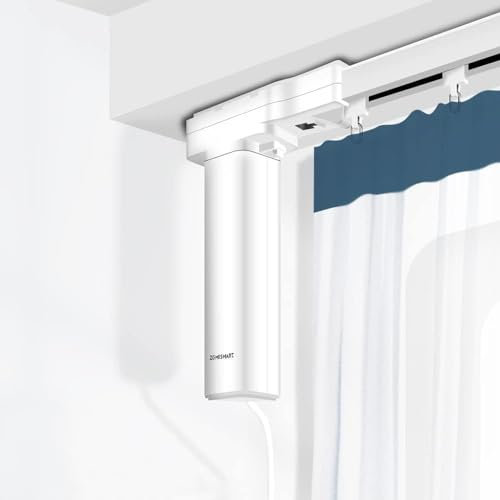 Elektrisches Vorhangschienen, intelligentes Vorhangsystem, motorisierte und verstellbare Schienen/Stange/Stange, kompatibel mit Google, Siri, Homekit (5,2 m)