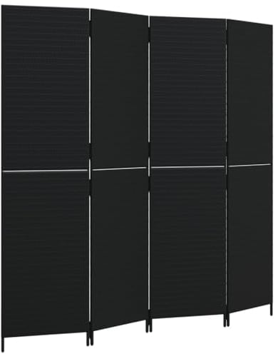 vidaXL Paravent 4-TLG. Schwarz Poly Rattan