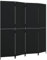 vidaXL Paravent 4-TLG., Raumteiler Faltdesign Stahlrahmen, Trennwand Sichtschutz für Innen Außen, Spanische Wand Raumtrenner, Schwarz Poly Rattan
