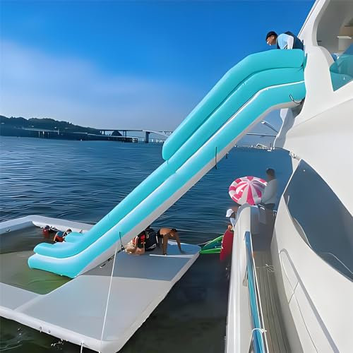 Gueploer Inflatable Water Slides Compact Amusement Equipment Slide Park for Outdoor Yachts - Easy to Install And Inflate with Air Pump,16.4Ft/5M