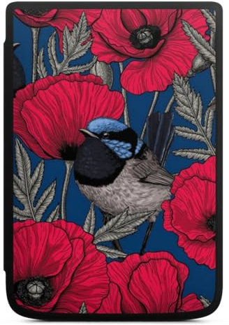 Coque pour liseuse Compatible avec Vivlio Touch HD Plus Etui pour liseuse Protection pour liseuse Oiseau Fleurs Printemps