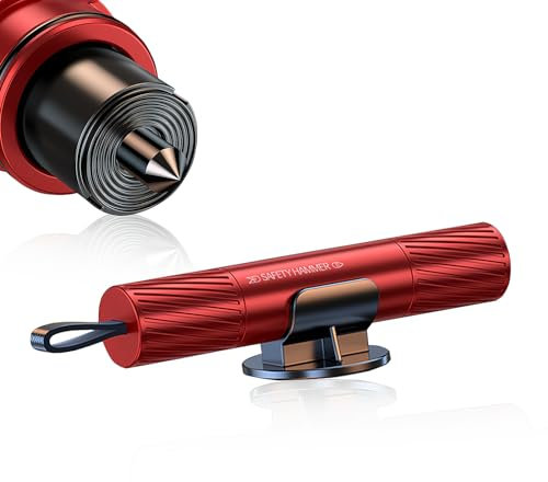 Vanpiece Window Glass Breaker Car Safety Hammer and Seat Belt Cutter Emergency Escape Tool 2024 New (Red)