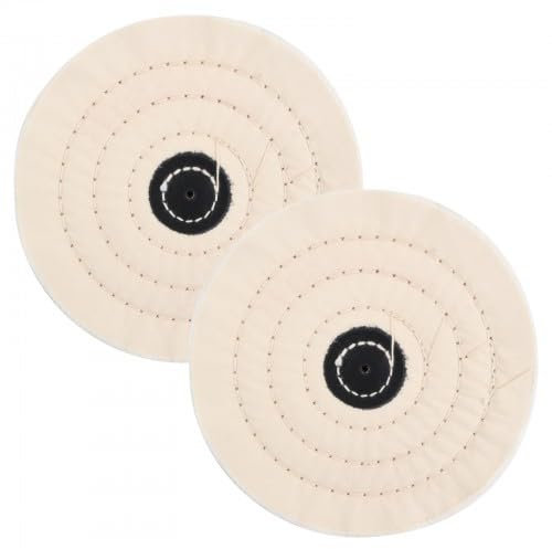 Disques de Polissage, 2 Pièces Meules de Polissage, Roue de Polissage pour Perceuse, 50 Plis 6 Pouces, Disques de Polissage Cousus en Spirale pour Bijoux, Métal, Verre, Meuleuse D'établi