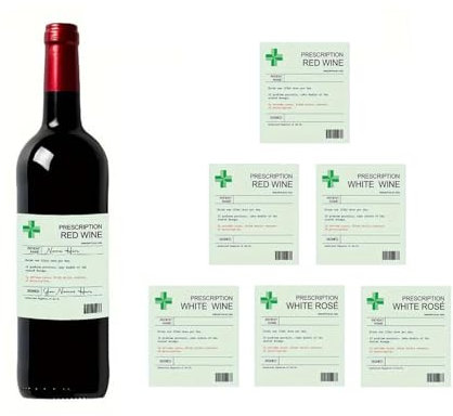Funny Prescription Personalised Wine Bottle Labels, Funny Gifts for Men Women, 6 Pcs Personalised Bottle Labels Unusual Funny Birthday Gift 18th 21st 30th 40th 50th 60th 70th 80th