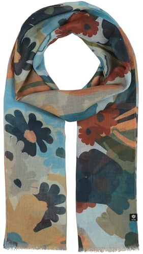 FRAAS Stola mit floralem Aquarell-Design - 50 x 180 cm - leichter Schal mit Blumen-Muster - Sustainability Edition French Blue
