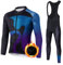 UGLY FROG TZ0111 Herren Langarm Fleece Fahrradbekleidung Anzug Männer schnell trocknend Radjacke+ Lange Radlerhose mit 9D Gepolsterten Trägerhosenfür MTB Outdoor