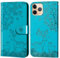 Nbziyoo Phone Case for iPhone 11 Pro, Embossed Deer Floral Animal Flip Wallet Case with Card Slots, Premium Magnetic Protective PU Leather Cover Case for iPhone 11 Pro.Blue